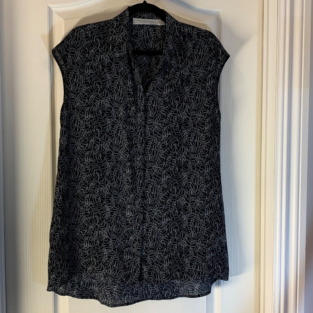 Contemporaine by Simon – Sophisticated Leaf Print Blouse | Timeless Workwear | M
